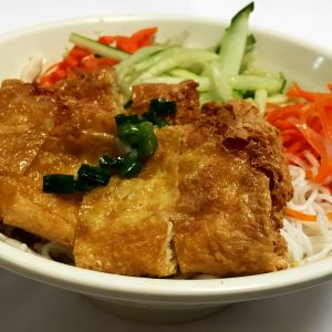 Bun Tau Hu Ky (Noodle Bowl with Minced Shrimp in Bean Curd Sheet)
